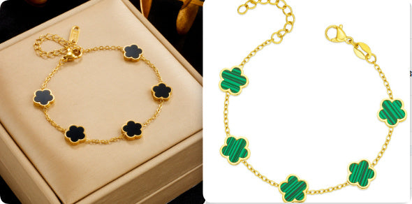 Small Fresh And Lovely Green Drop Gum Flower Gold Bracelet Jewelry